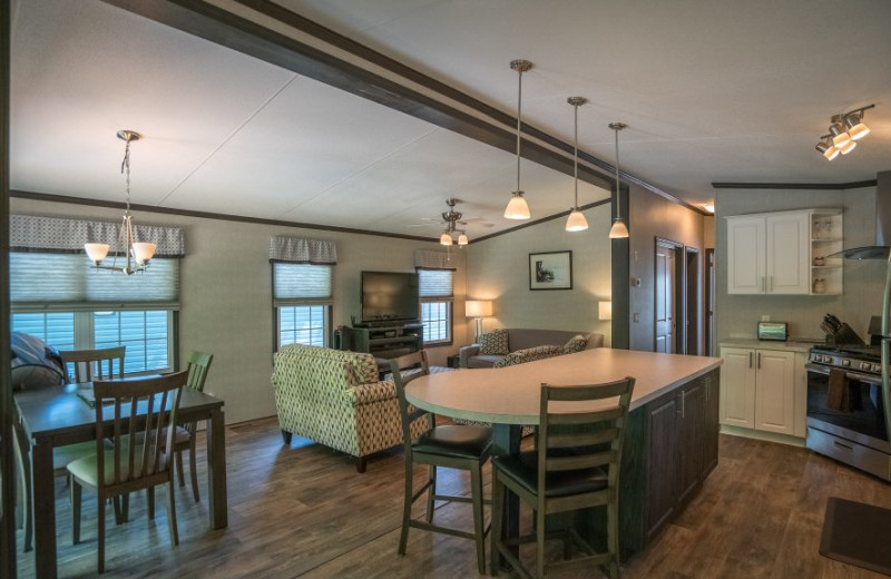 Rental living room at Great Blue Resorts.