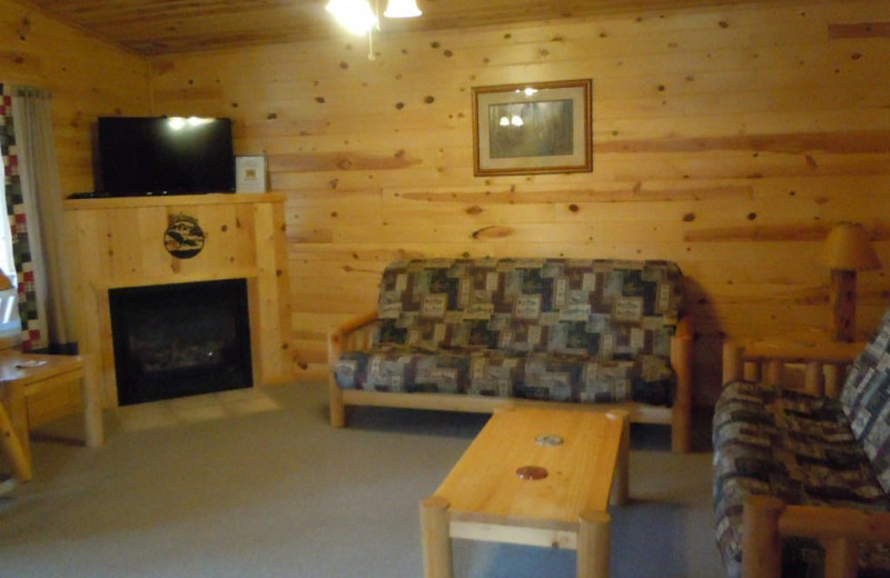 Cabin living room at Lakewood Lodge.