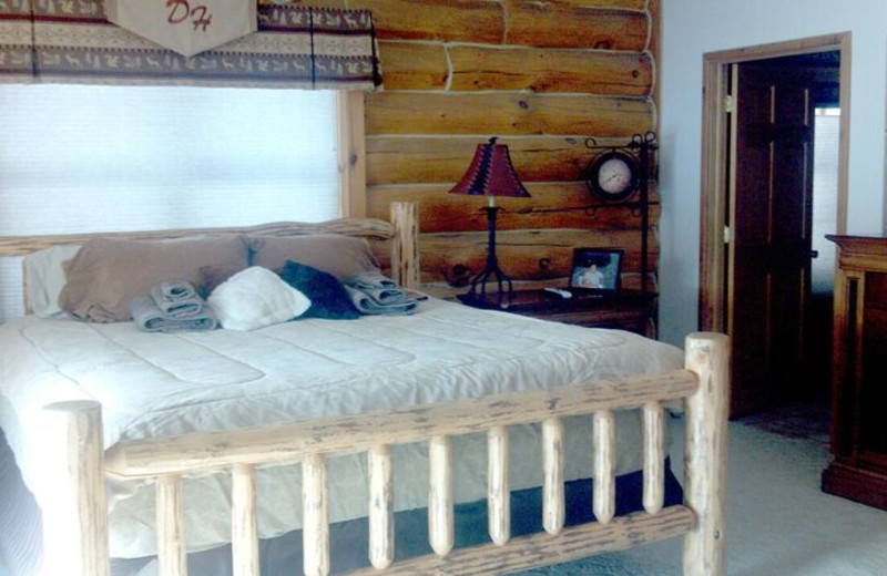 Cabin bedroom at Deer Haven Acres.