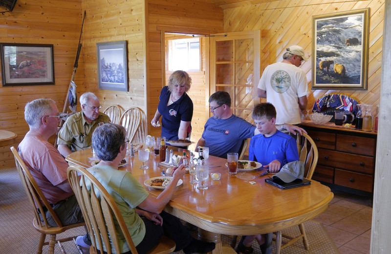 Dining at Alaska Rainbow Lodge.