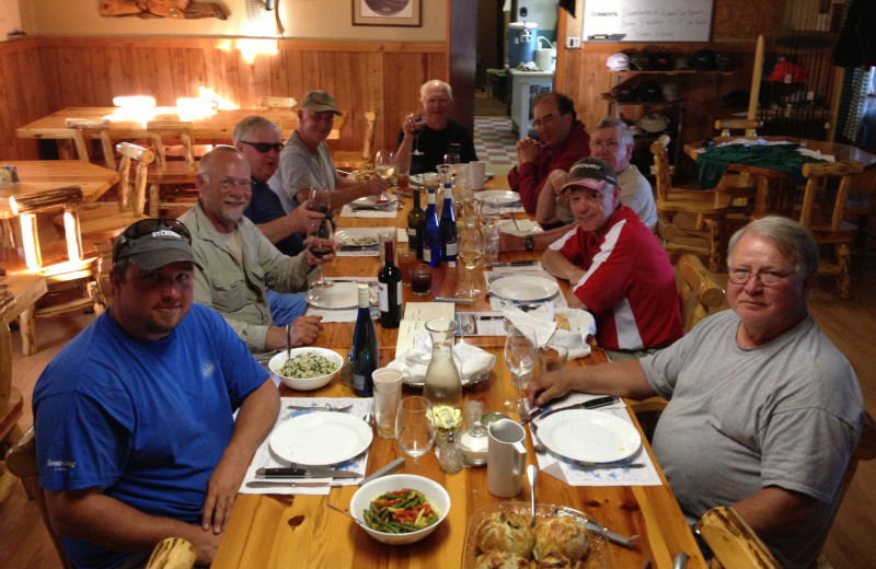 Dining at Maynard Lake Lodge and Outpost.