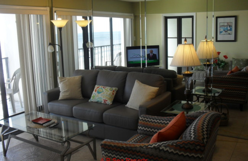 Rental living room at A B Sea Resorts.