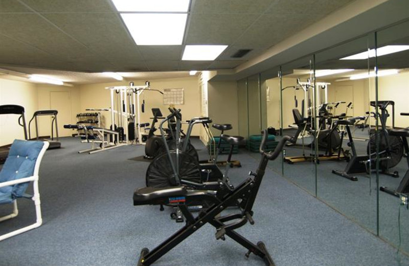 Fitness room at The Dunes Condominiums.