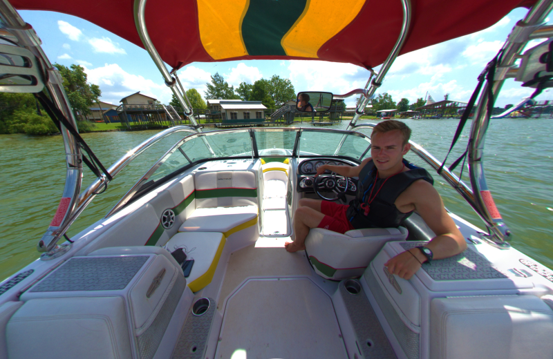 Boating at Camp Champions on Lake LBJ.