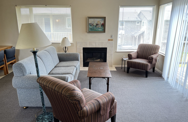 Guest living room at Lighthouse Oceanfront Resort.