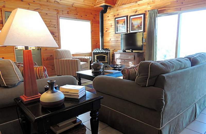 Cabin living room at Rock Creek Cabins.