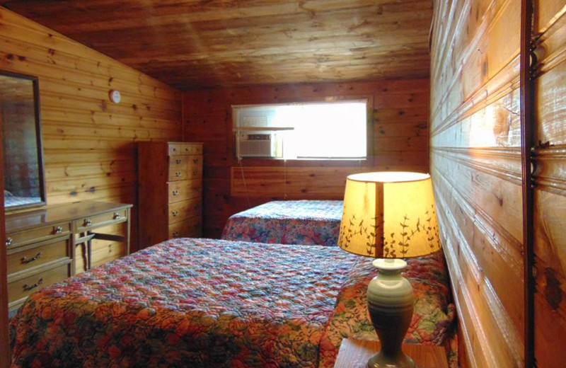 Cabin bedroom at The Depe Dene Resort.