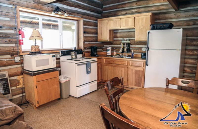 Cabin kitchen at Elk Lake Resort.