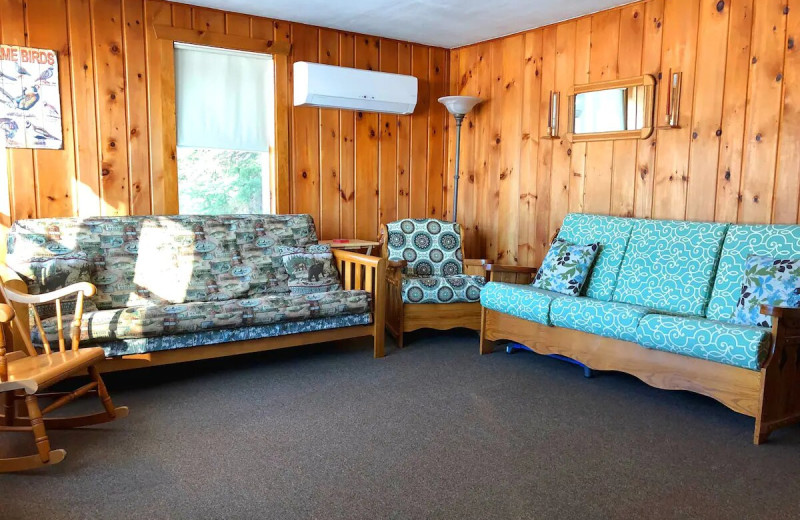 Cabin living room at Buckskin Lake Resort.