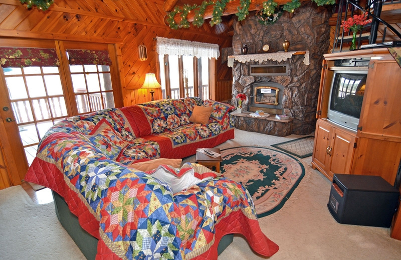 Cabin living room at North Country Vacation Rentals.