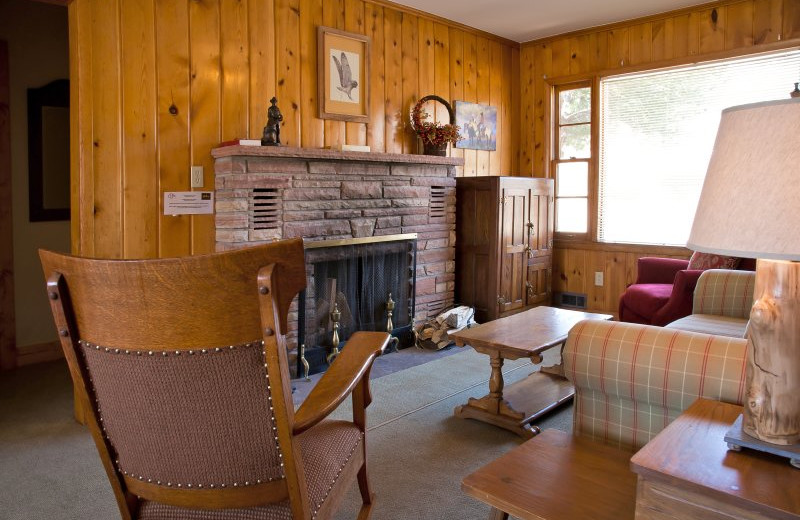 Cabin living room at  Sylvan Dale Guest Ranch.