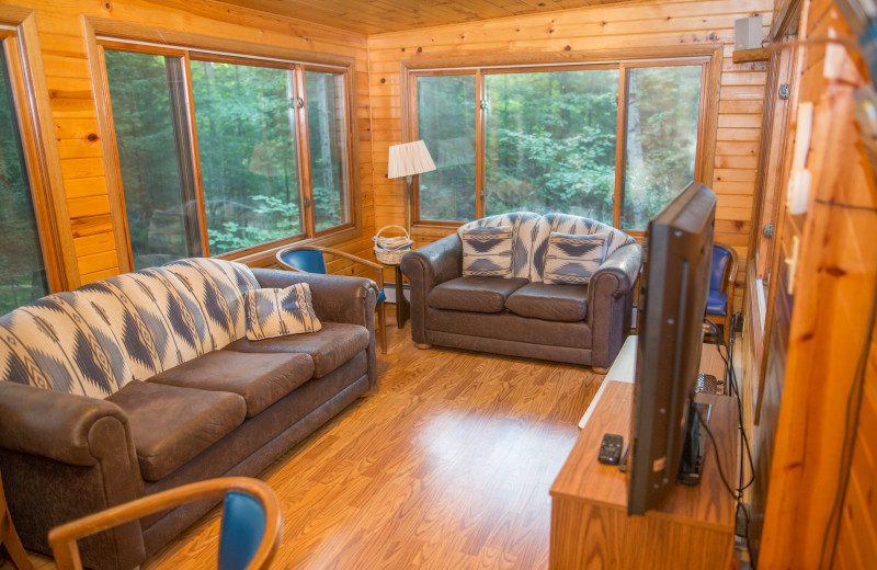 Cabin living room at Door County Cottages.