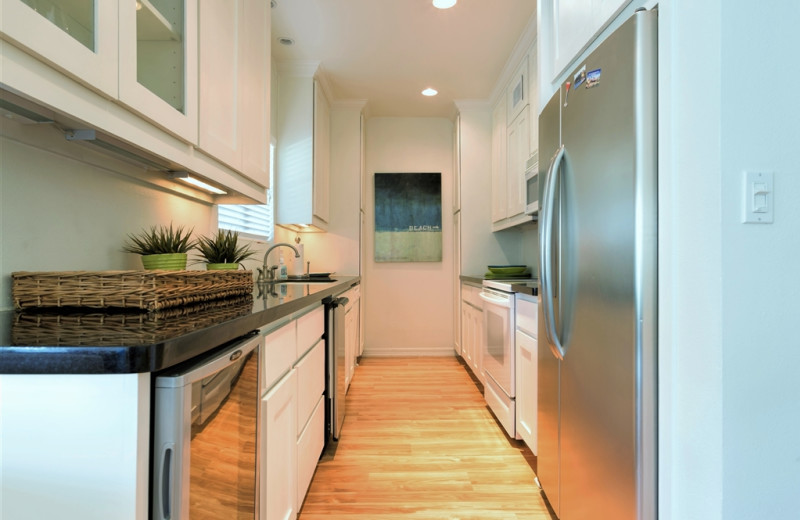 Rental kitchen at Padre Getaways.