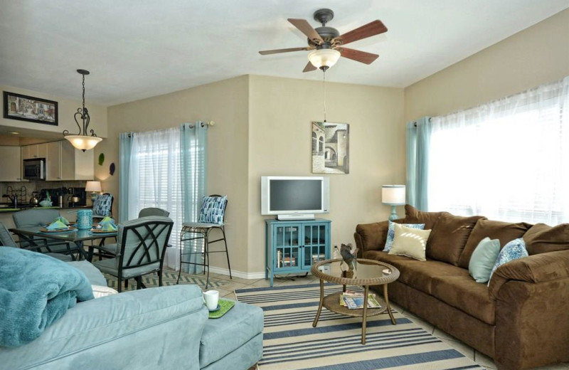 Rental living room at River City Resorts.