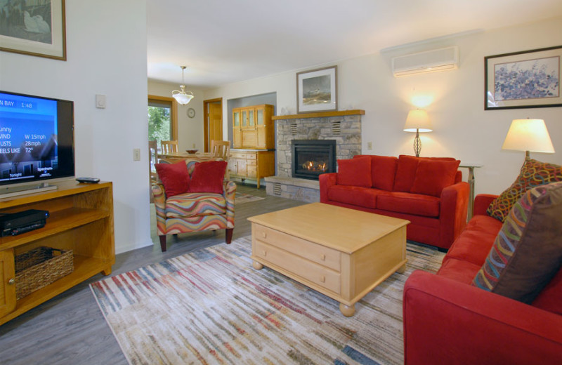 Cottage living room at The Shallows Resort.