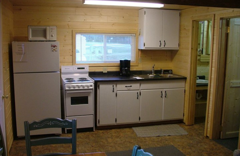 Cabin kitchen at Fisherman Village Resort.