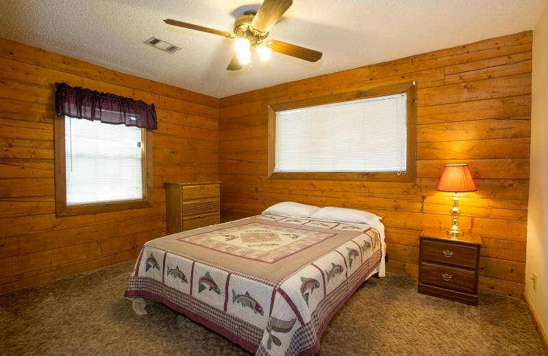 Cabin bedroom at Brady Mountain Resort & Marina.