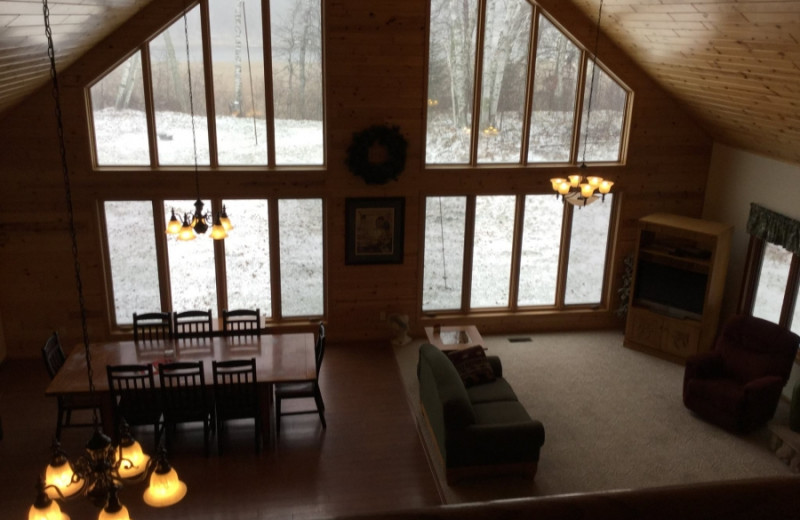 Cabin living room at Becker's Resort & Campground.