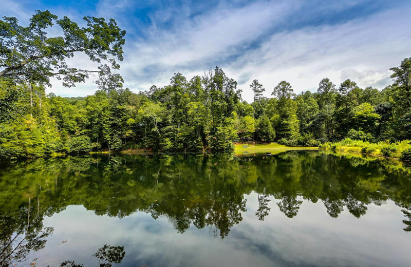 Lake view at Sliding Rock Cabins.