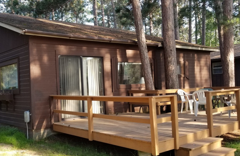 Cabin exterior at Evergreen Bay Resort.