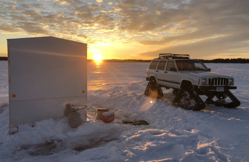 Ice fishing at Voyageur Park Lodge.