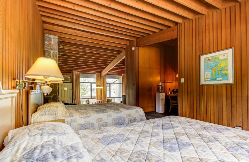 Guest bedroom at Delawana Resort.