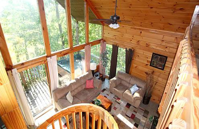 Cabin living room at Cabins For You.