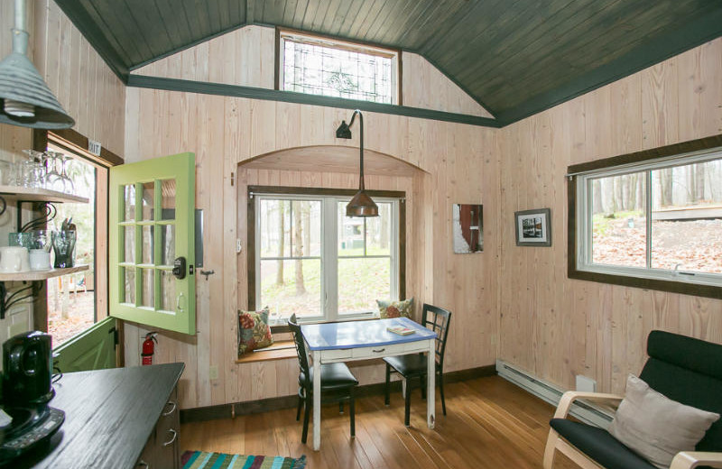 Tiny house interior at Blue Moon Rising.