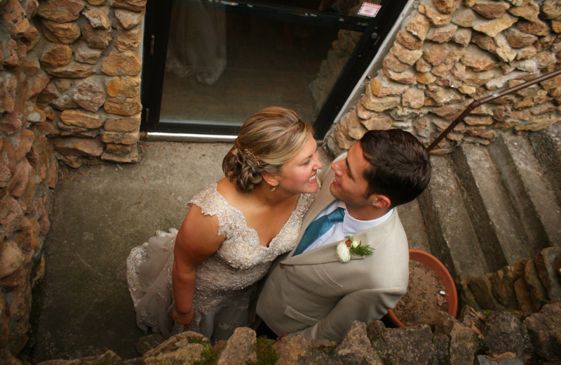 Wedding couple at The Outing Lodge at Pine Point.