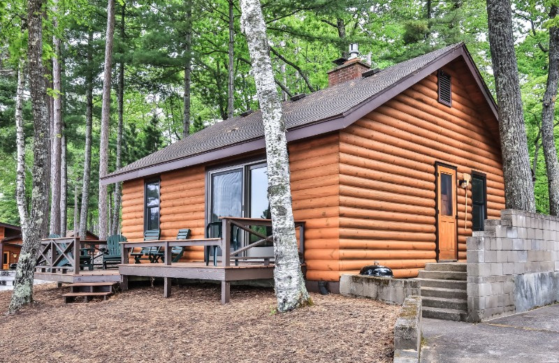Cabin exterior at Serenity Bay Resort.
