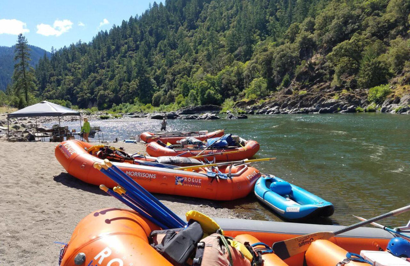 Rafts at Morrison's Rogue River Lodge.
