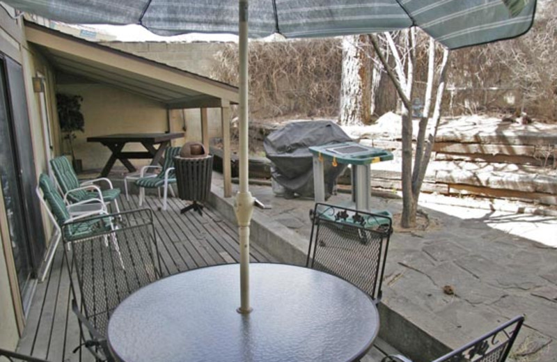 Private patio at Village Lodge Suites.