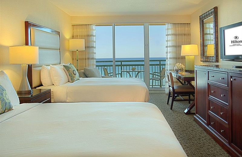 Guest bedroom at Hilton Singer Island Oceanfront Resort.