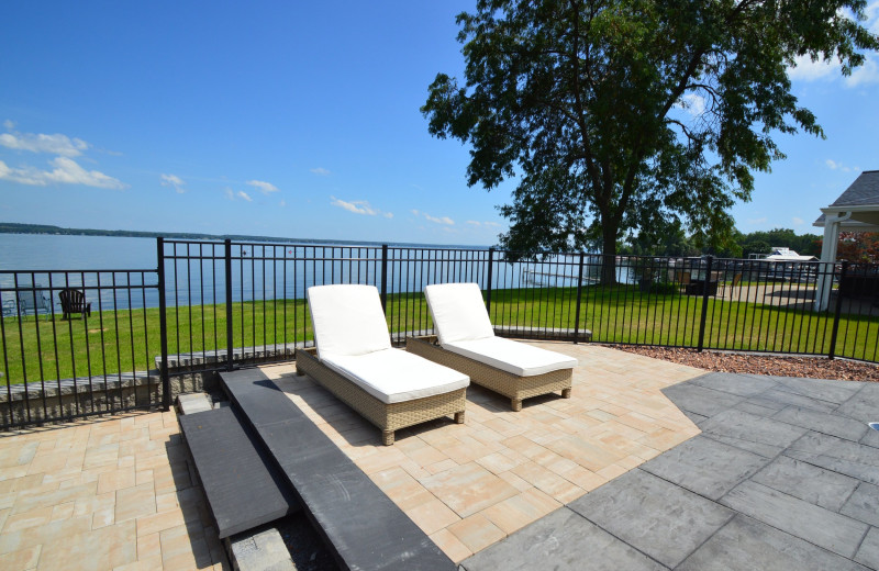 Pool chairs at Waters Edge B&B Resort.