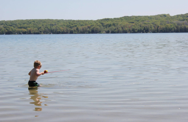 Lake swimming at Fisher's Lakeside Cottages.