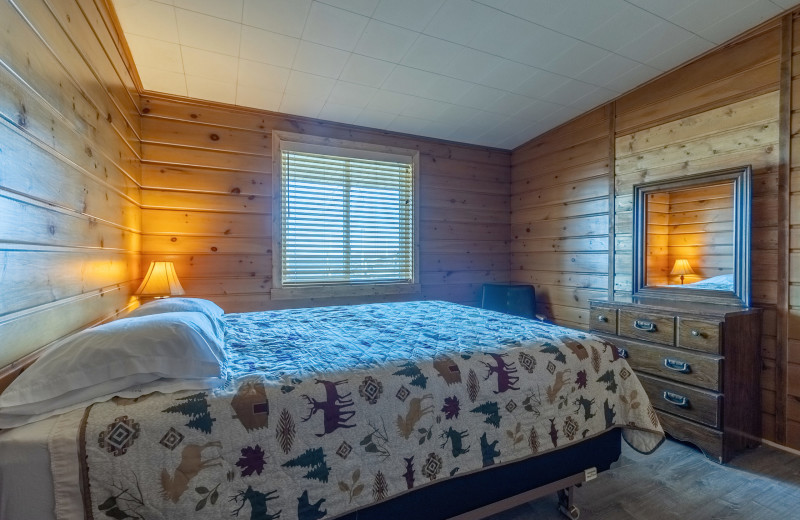 Cabin bedroom at Ten Mile Lake Resort.