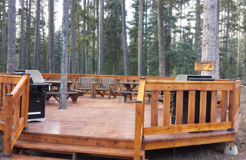 Cabin deck at Johnston Canyon Resort.
