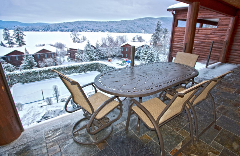 Guest balcony at The Lodges at Cresthaven on Lake George.