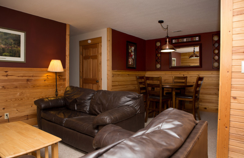 Cottage living room at Harvest Moon Cottages.