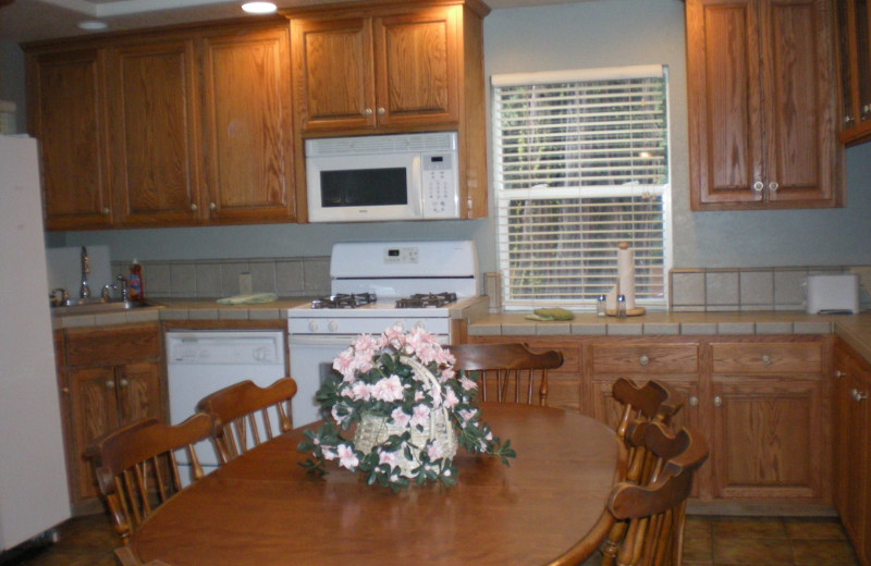 Cabin kitchen at Long Barn Lodge.