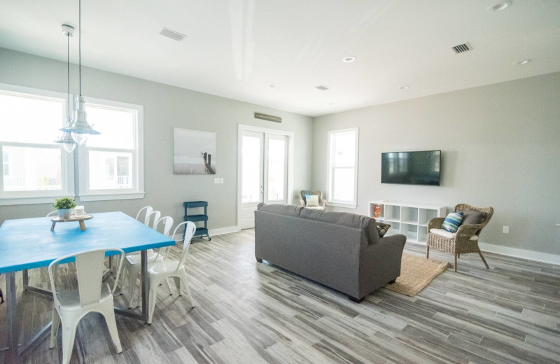 Rental living room at Lucky Bird Vacations.