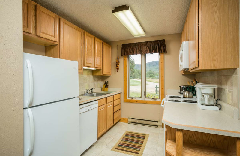 Cabin kitchen at The Glen Eden Resort.