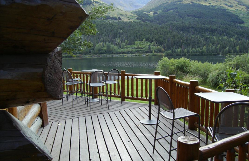 Deck at Summit Lake Lodge.