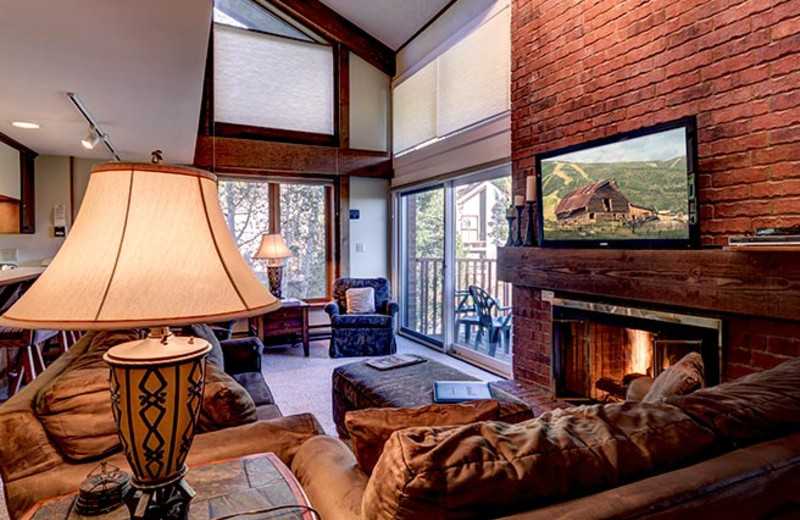 Rental living room at Bear Claw Condominiums.