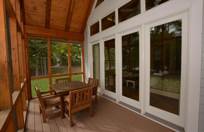 Cottage porch at Port Cunnington Lodge & Resort.