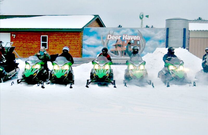 Snowmobiles at Deer Haven Acres.