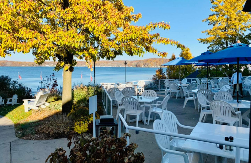 Patio at Bay Pointe Inn Lakefront Resort.