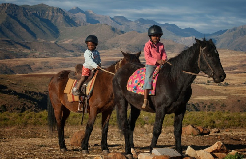 Horseback riding at Malealea Lodge.