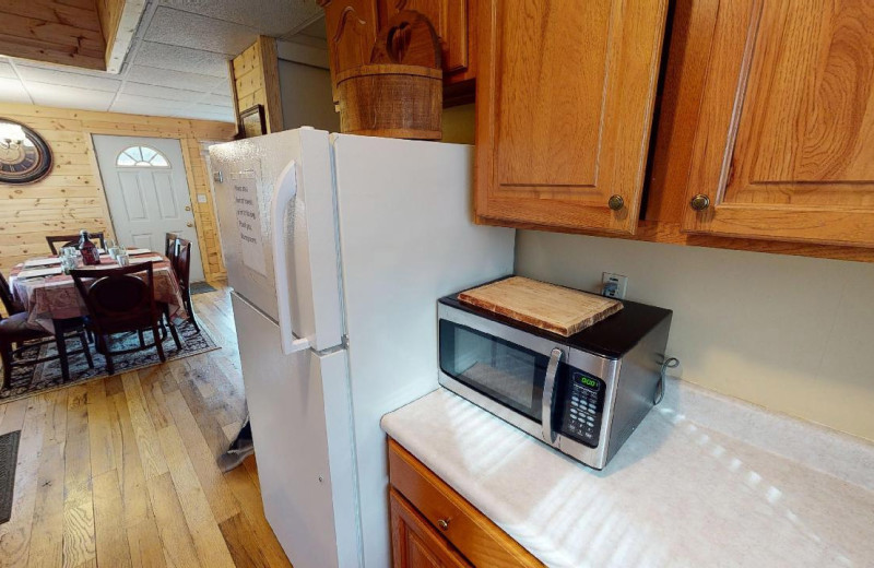 Cabin kitchen at 1st Choice Cabin Rentals.