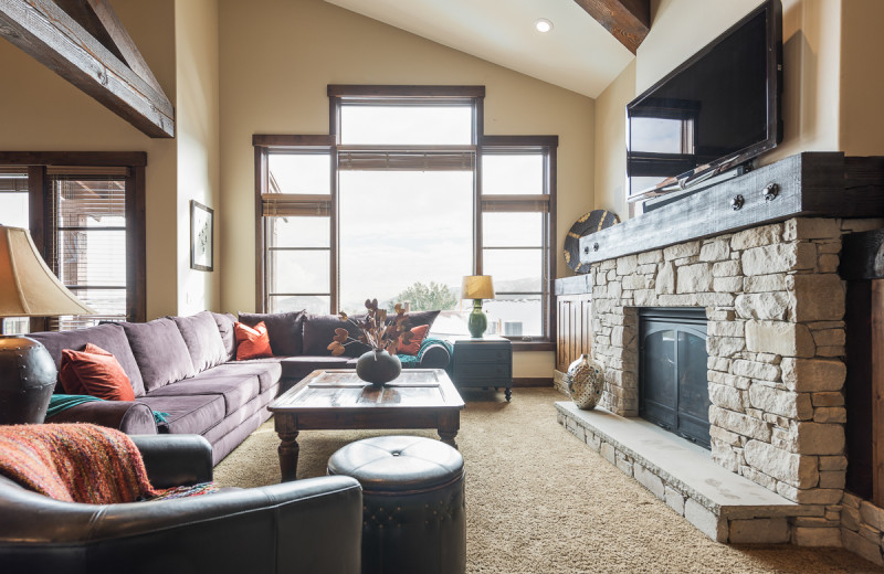 Rental living room at Natural Retreats Park City.